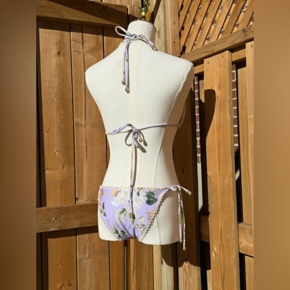 🆕 ZIMMERMANN 🧿 NWOT Acacia Crochet Edge Bikini, Lilac Floral MIX SZ 0/1 US 2/4 - Picture 6 of 16
